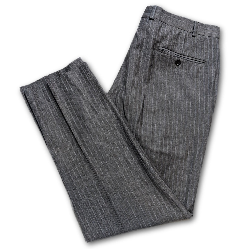 Brooks Brothers Regent Fit Mens 40x32 Pants Gray Wool Blend Stretch Pinstripe